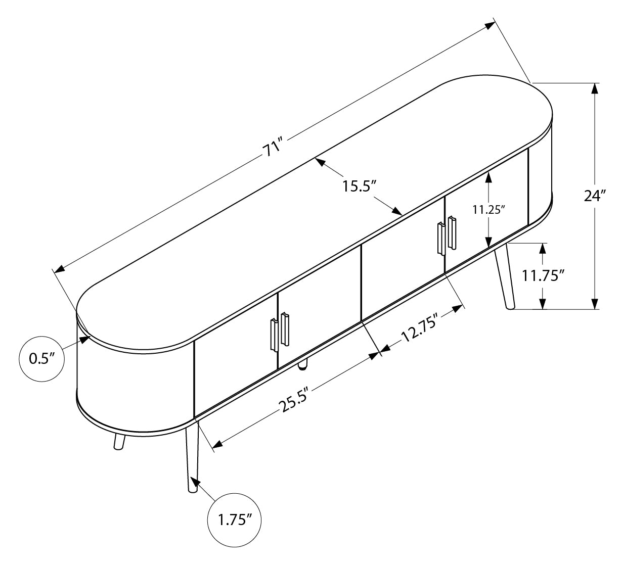 Emily - TV Stand - Antique White - 72 in