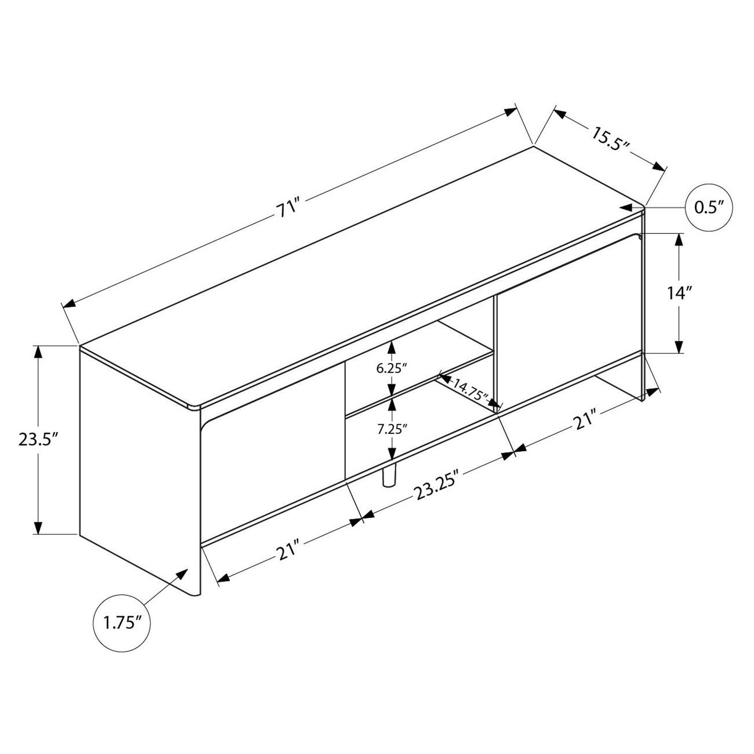 Genny - Meuble de TV - Noyer - 72 po