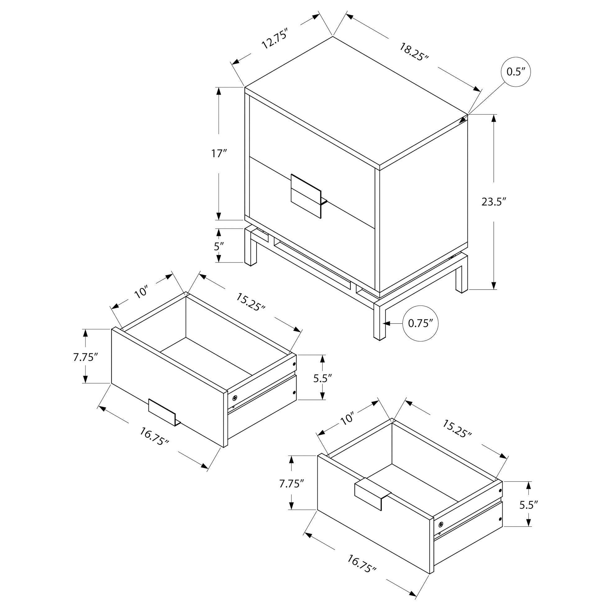 Alaric - Table de Chevet - Blanc Lustré