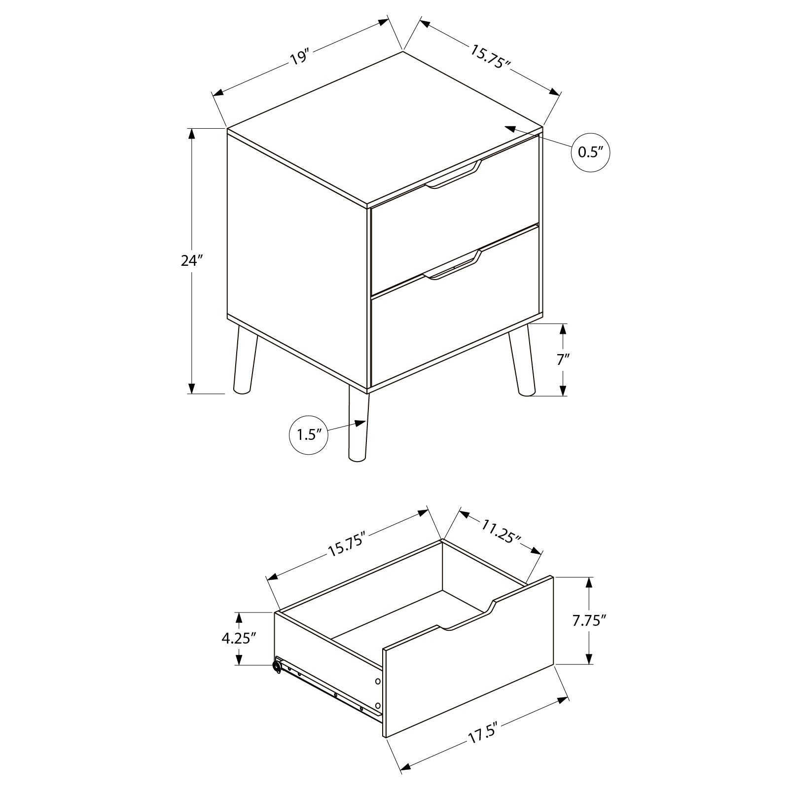 Basile - Table de Chevet - Taupe