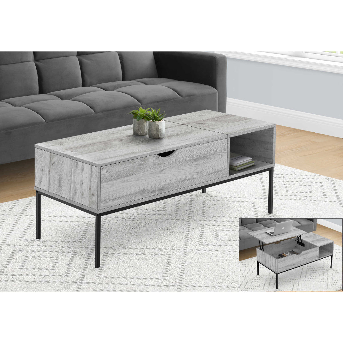 Henry - Coffee Table With Lift Top - Grey
