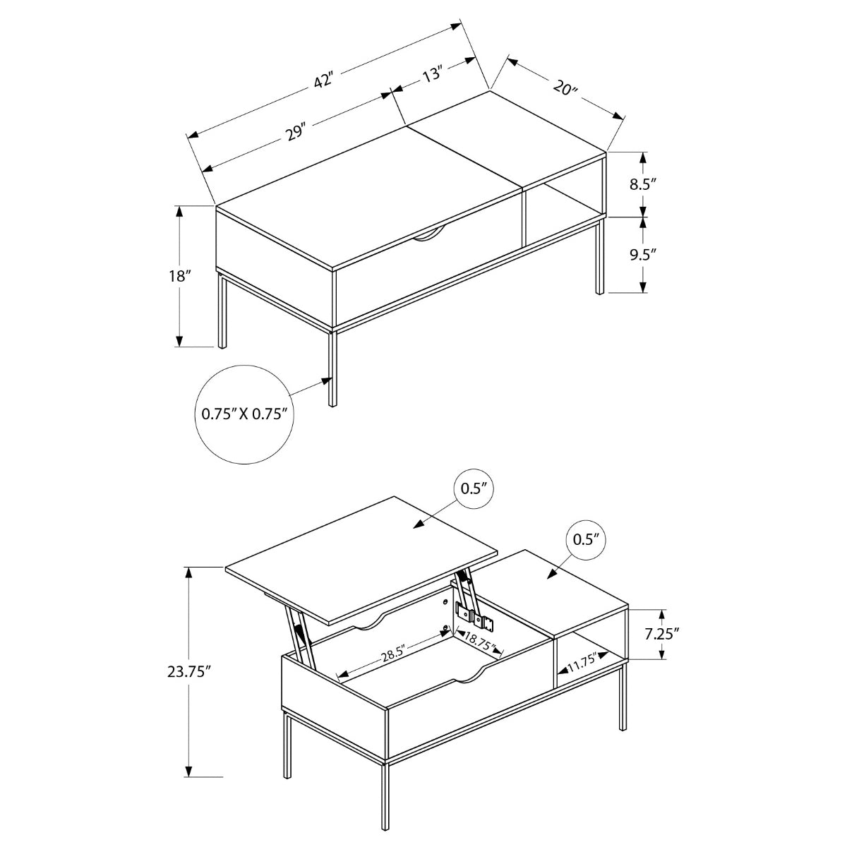 Henry - Coffee Table With Lift Top - Taupe