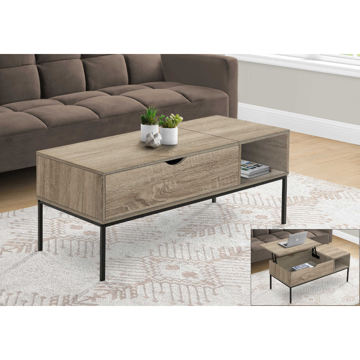 Henry - Coffee Table With Lift Top - Taupe