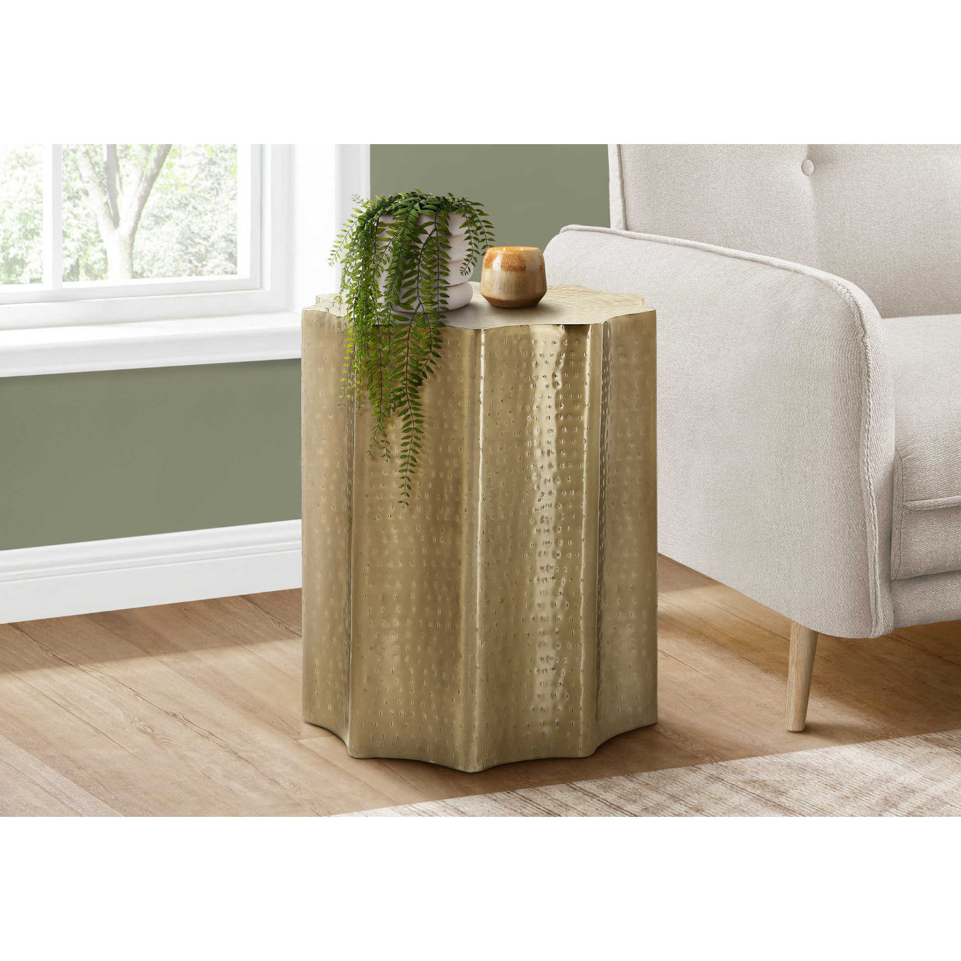 Mathilde - Side Table - Gold Metal Drum End Table