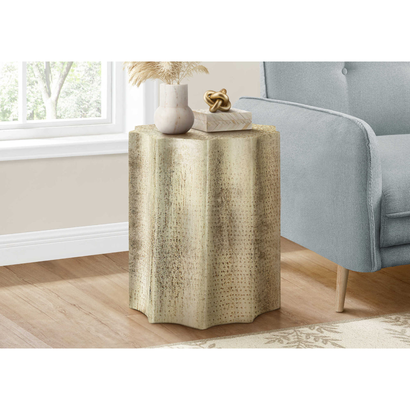 Mathilde - Side Table - Antique Gold Metal Drum End Table