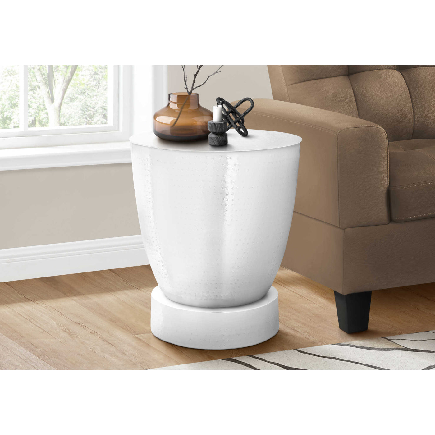 Victor - Side Table - Drum Metal End Table White