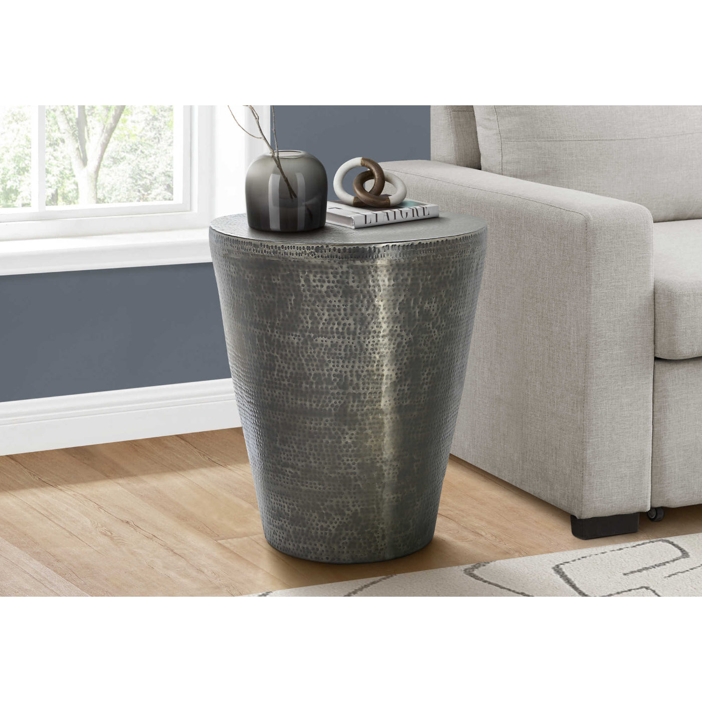 Esteban - Side Table - Drum Metal End Table Grey