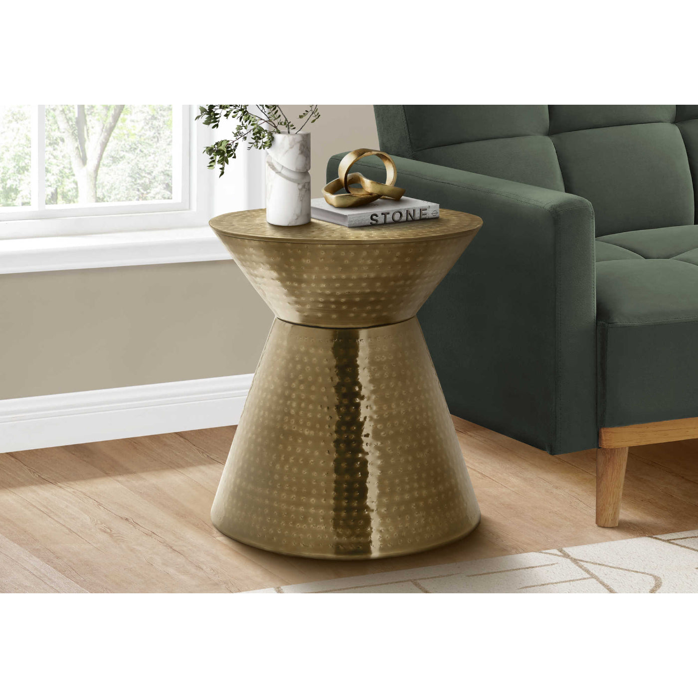 Tristan - Side Table - Gold Metal Drum End Table