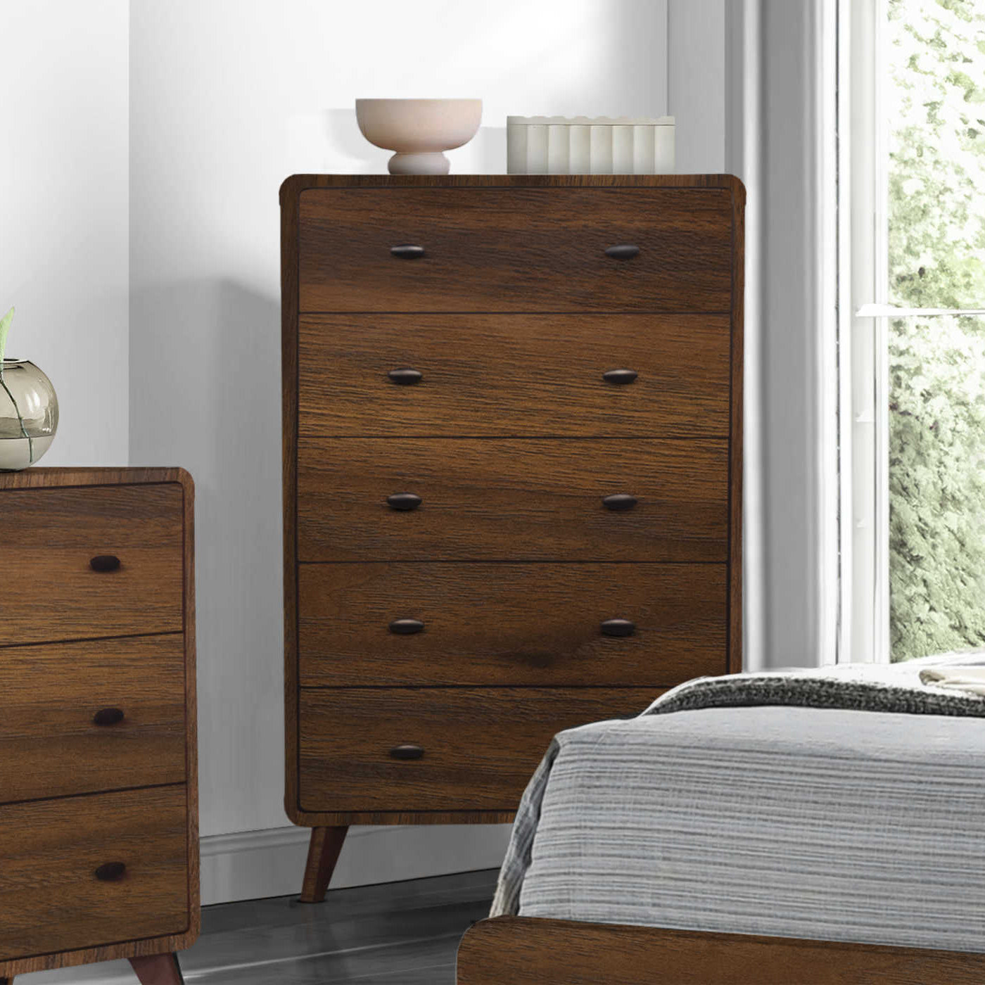 Jolen - 5 Drawer Chest - Walnut