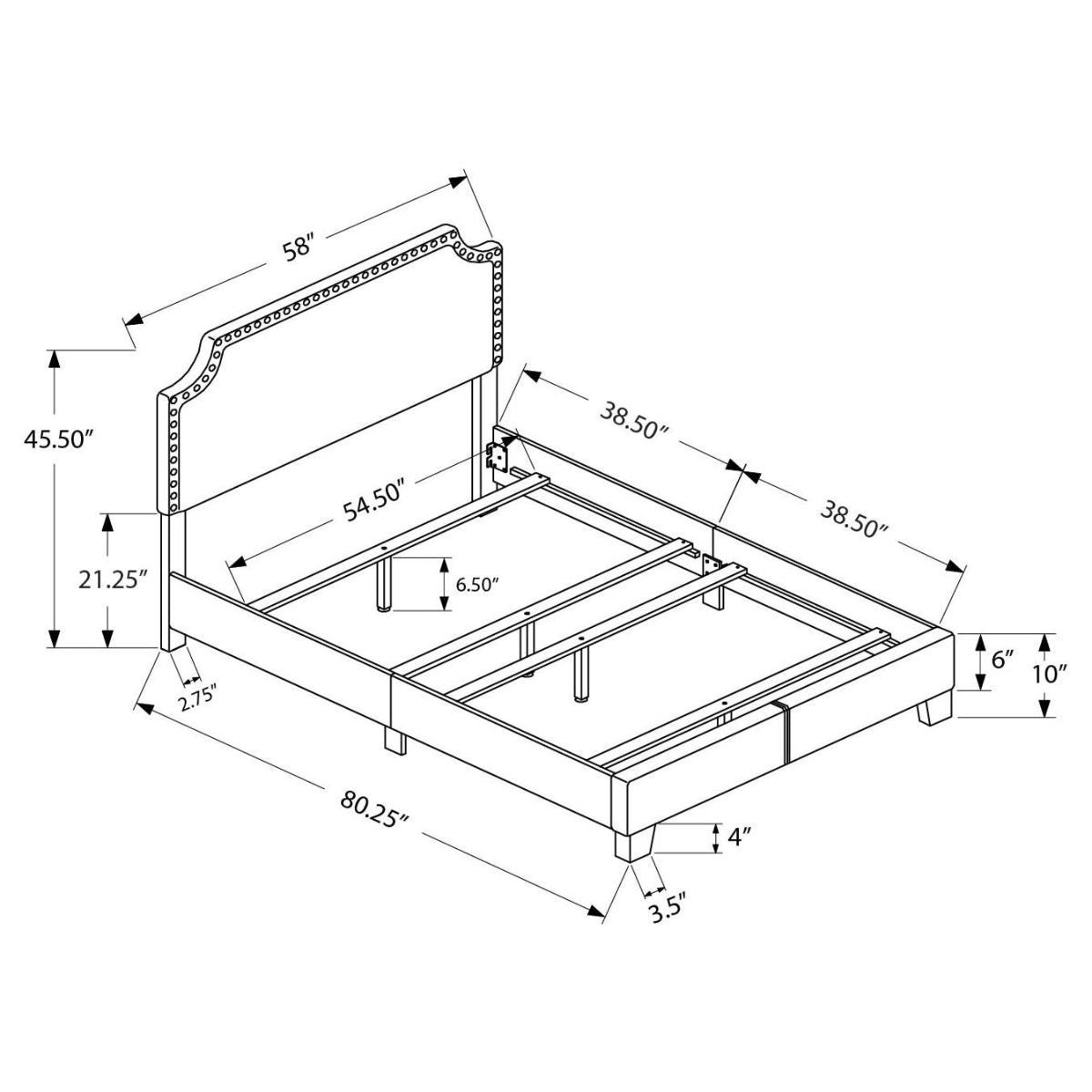 Madeleine - Double Bed - Grey Fabric