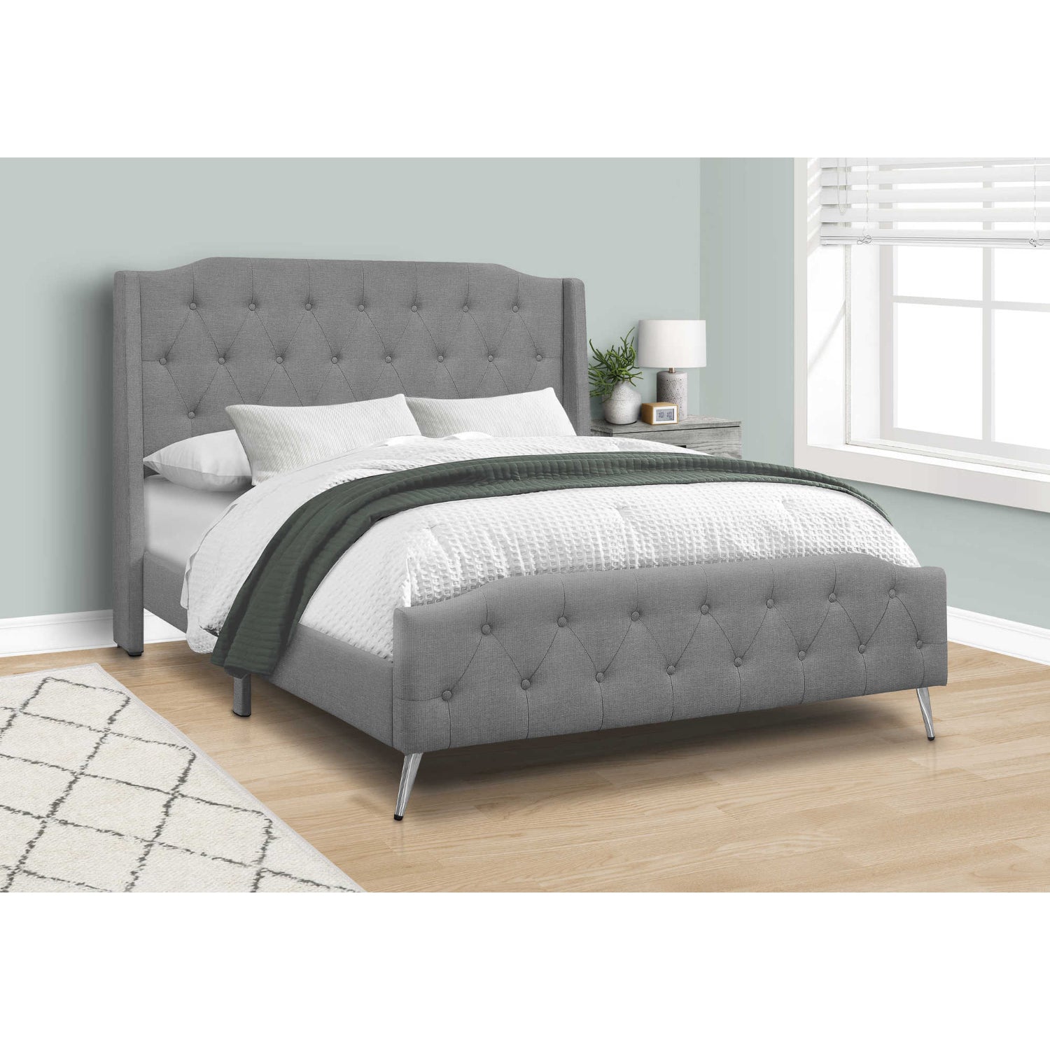 Jeanne - Queen Bed - Grey Fabric