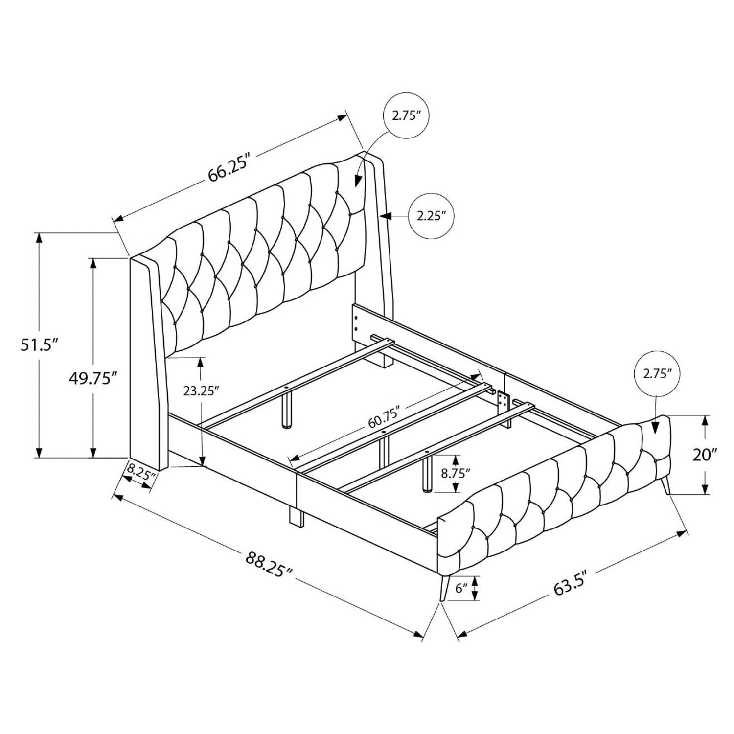 Jeanne - Queen Bed - Grey Fabric