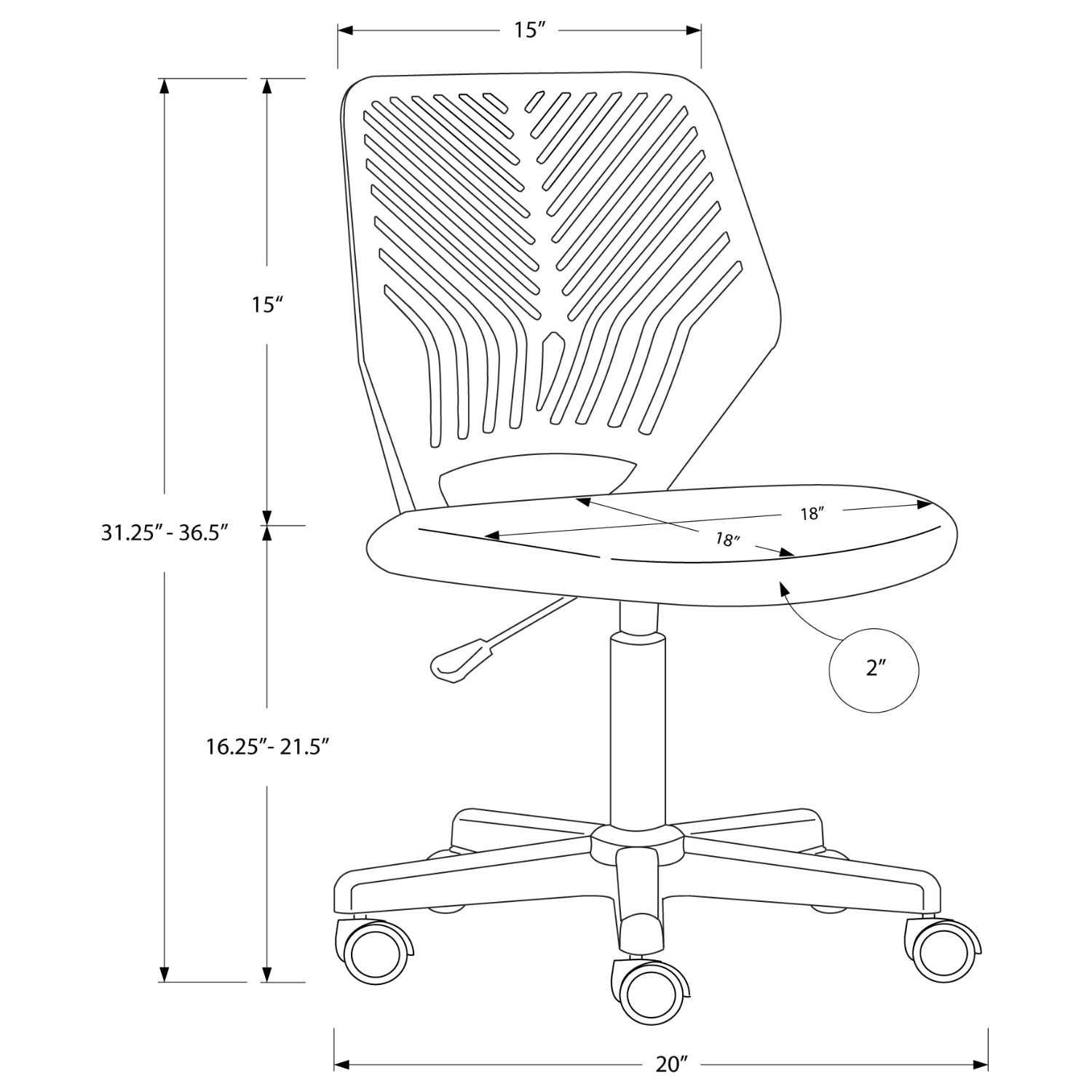 OFFICE CHAIR - WHITE / BLACK BASE / CASTERS