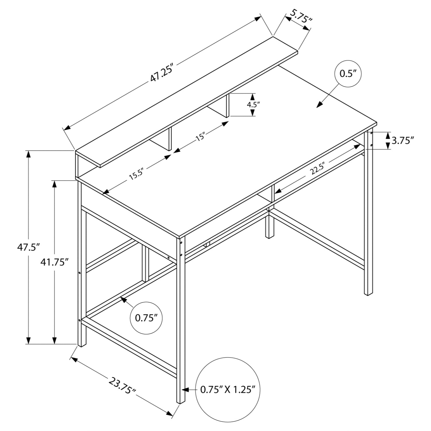 Kerian - Standing Height Office Desk - Black