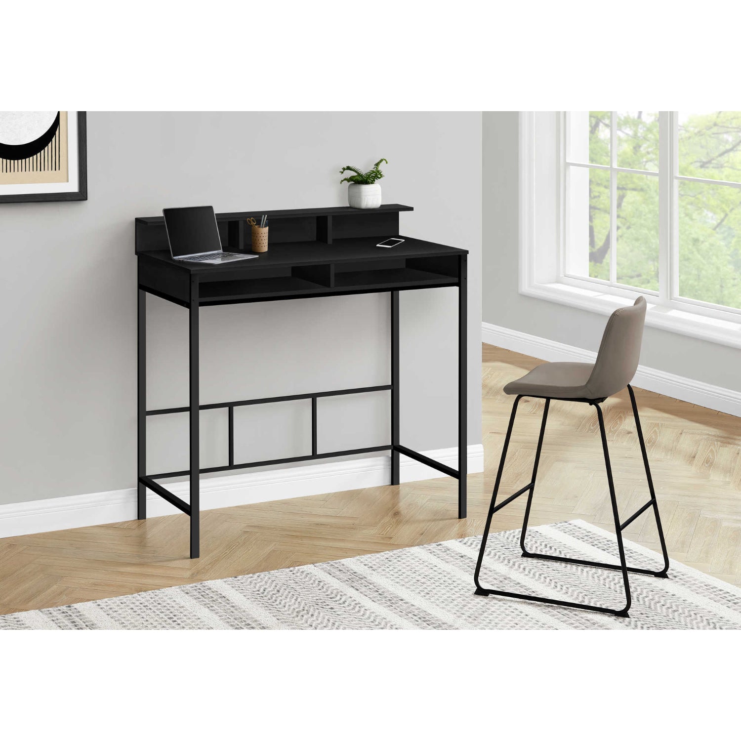 Kerian - Standing Height Office Desk - Black