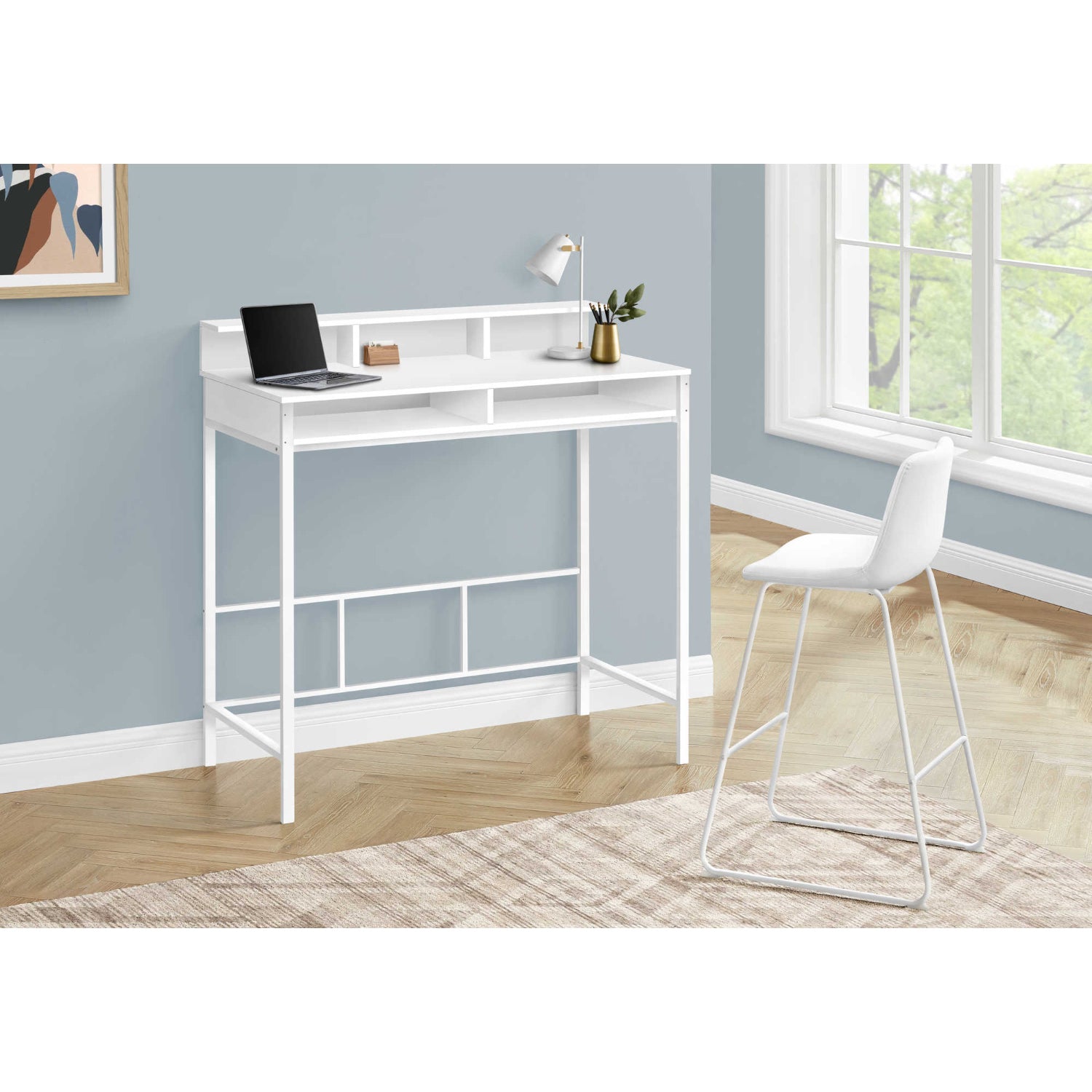 Kerian - Standing Height Office Desk - White