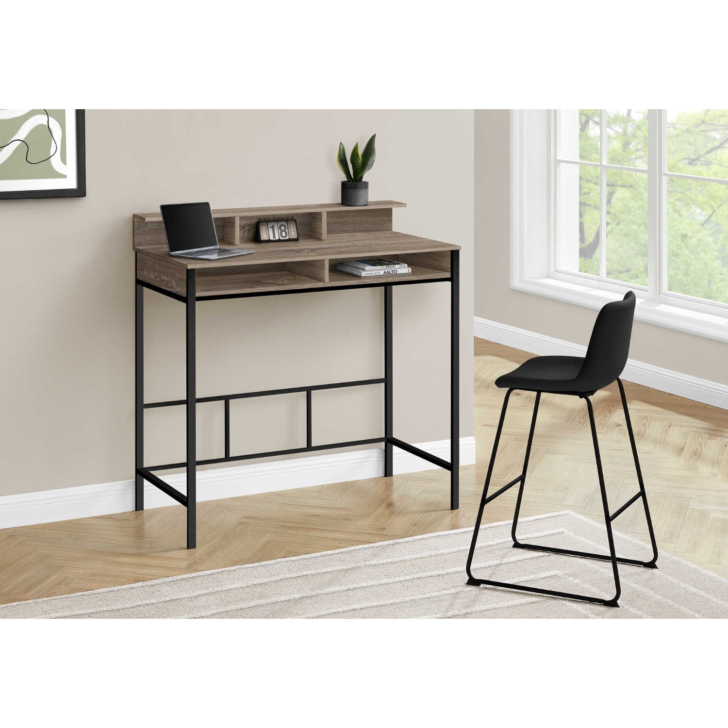 Kerian - Standing Height Office Desk - Dark Taupe
