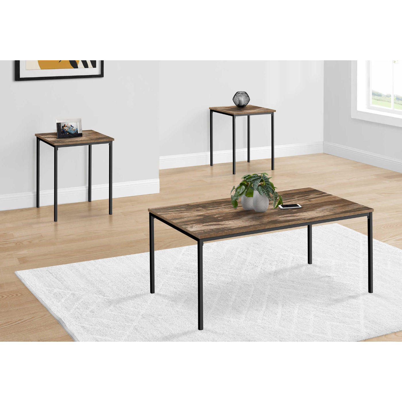 Armand - Coffee table set - Faux Brown Wood