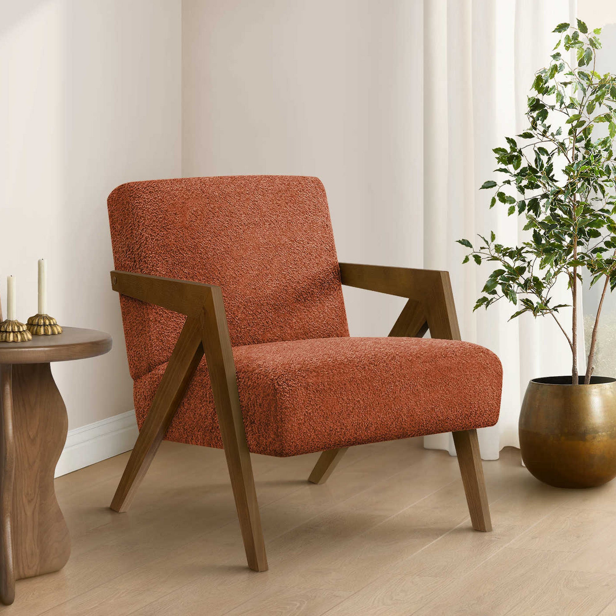 Alora - Chaise d'appoint - Tissu Rouge
