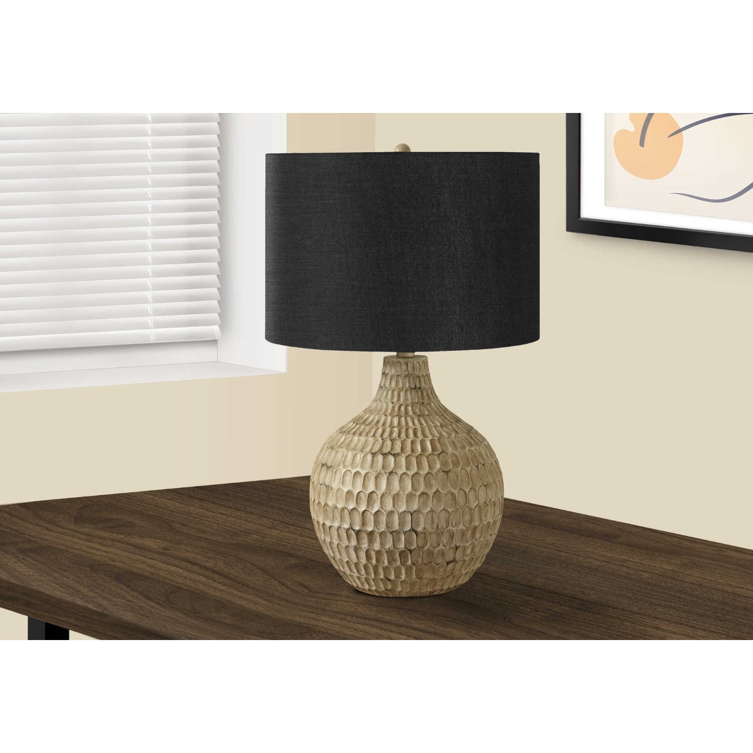 Table Lamp - 25"H / Brown Resin / Black