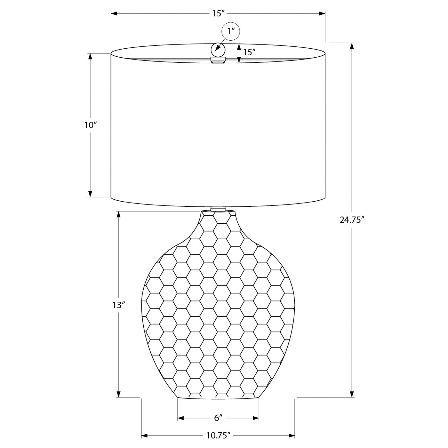 Table Lamp - 25"H / Brown Resin / Black