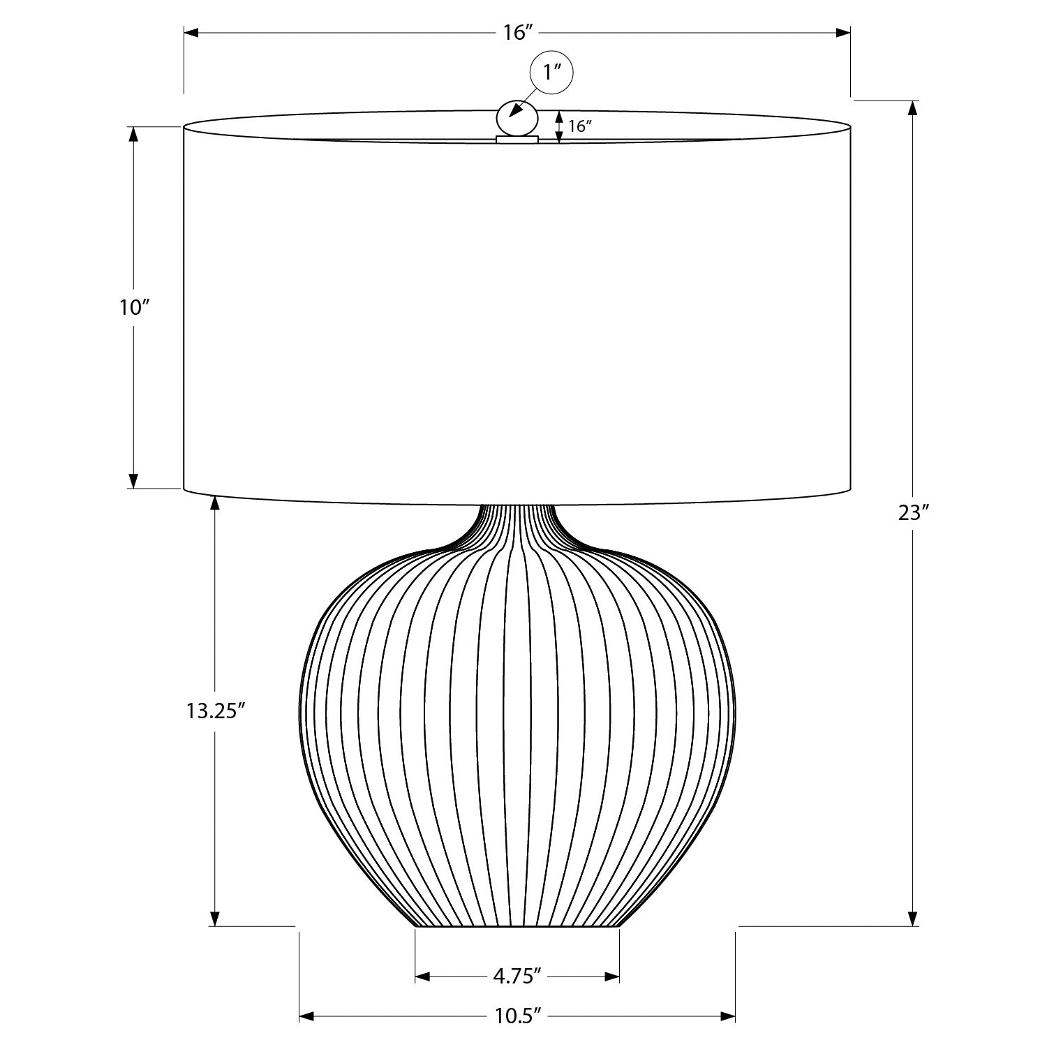 Table Lamp - 23"H / Black Ceramic / Black