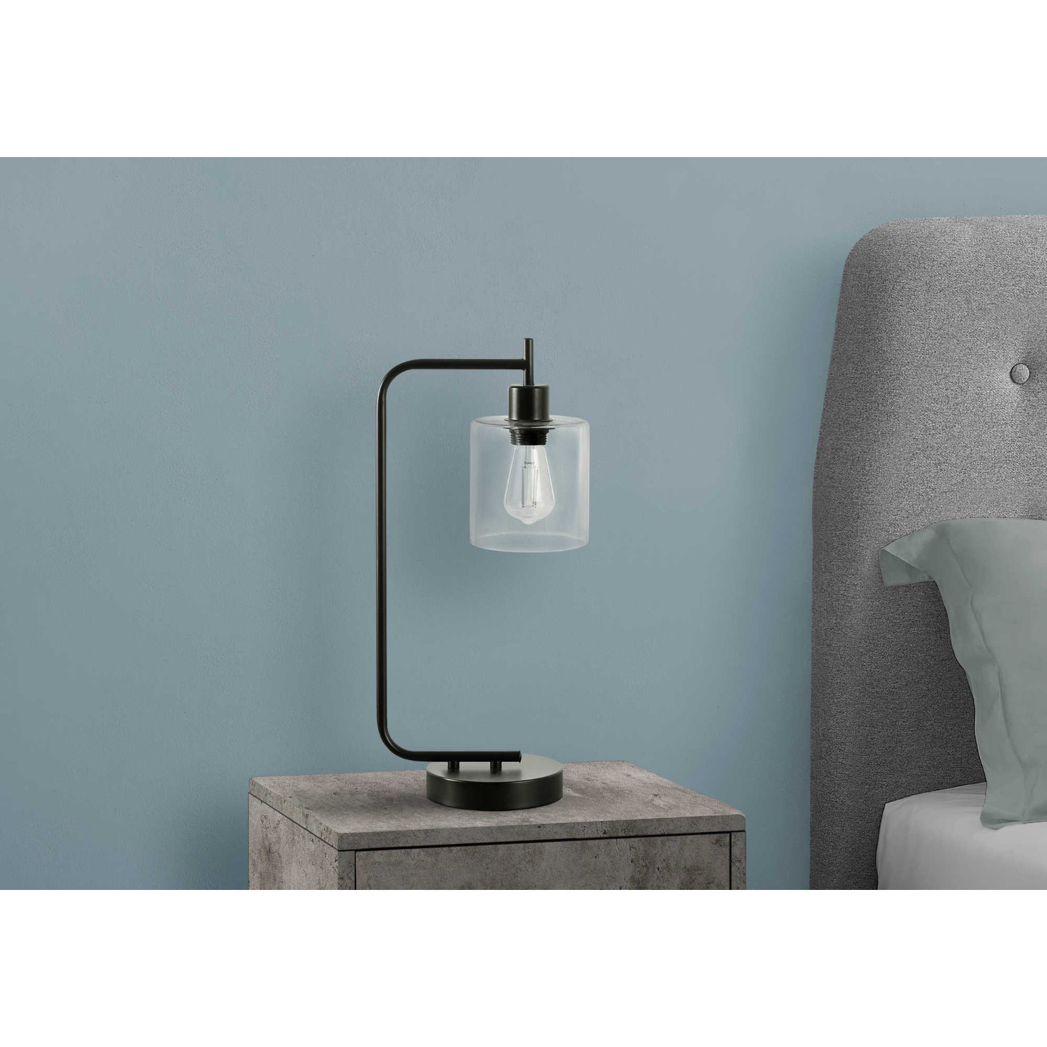 Table Lamp - 20"H / Black Metal / Glass / USB
