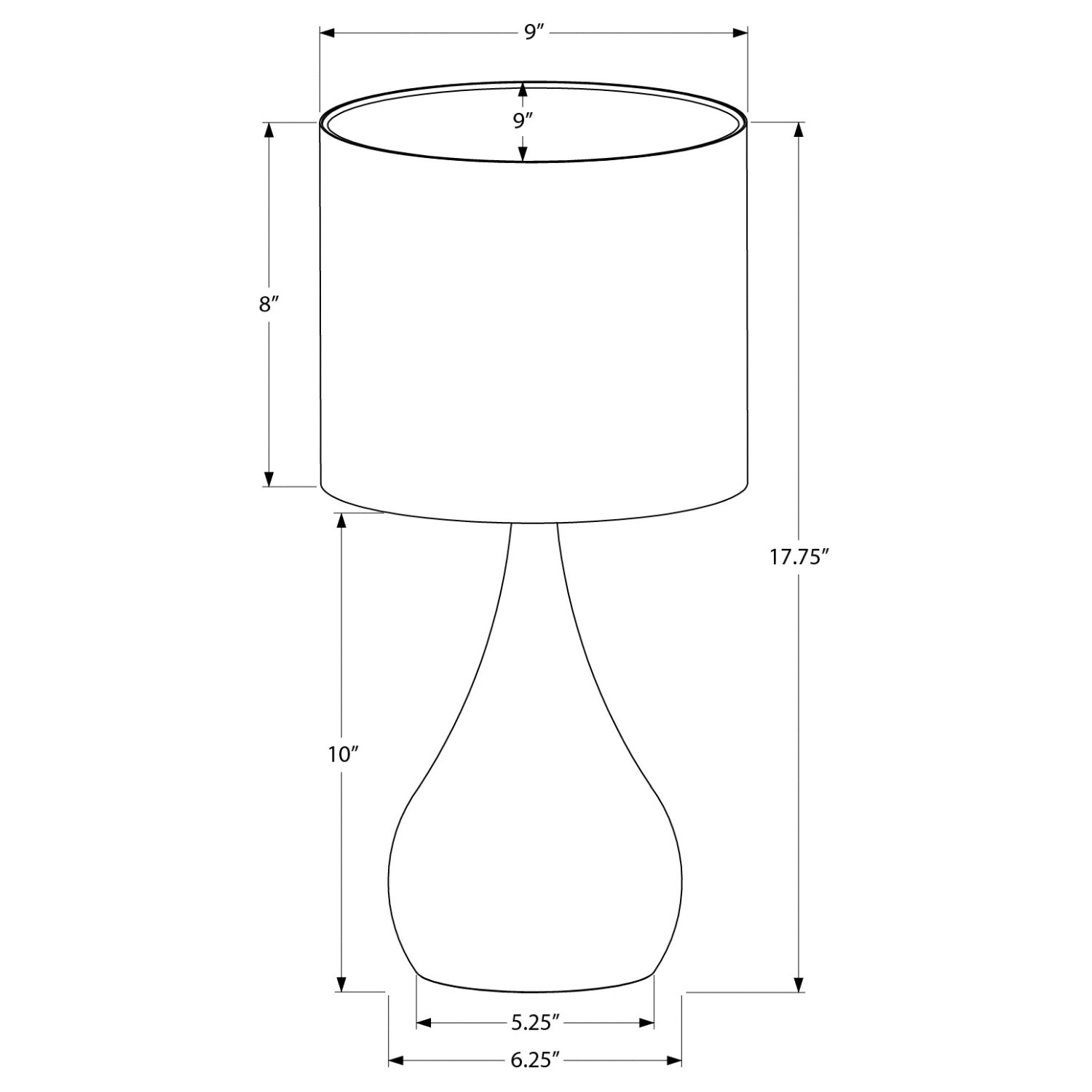 Table Lamp - 2PCX / 18"H / Black Metal / Ivory