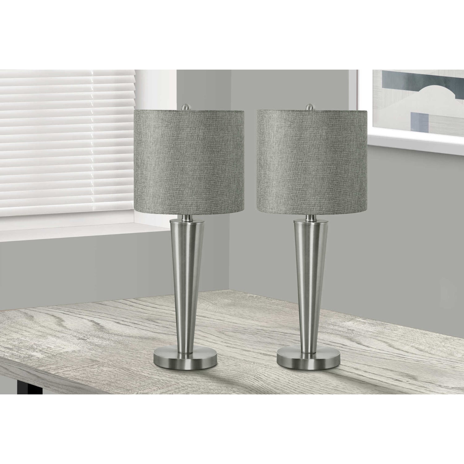 Table Lamp - 2MCX / 24"H / Silver Metal / Gray / USB