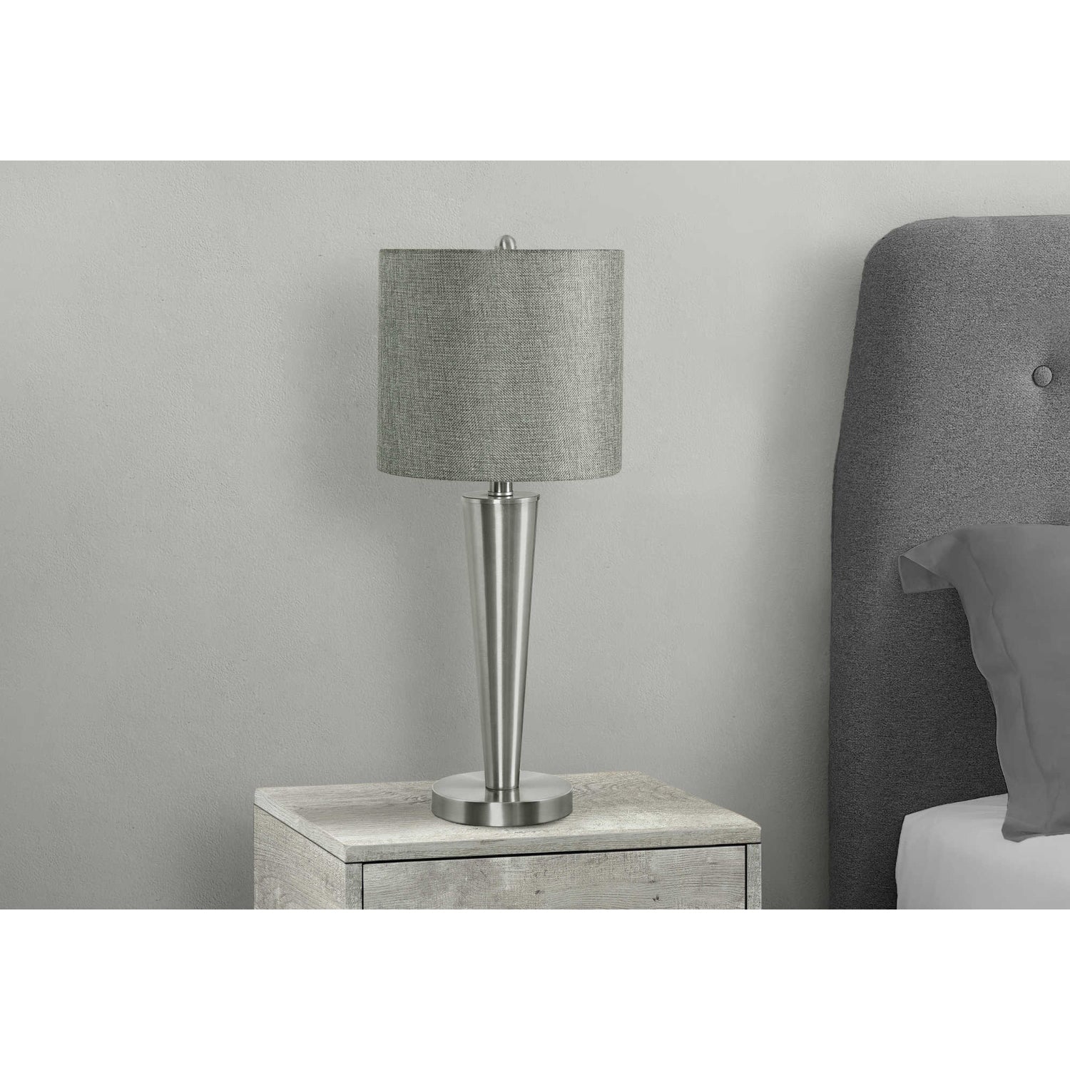Table Lamp - 2MCX / 24"H / Silver Metal / Gray / USB