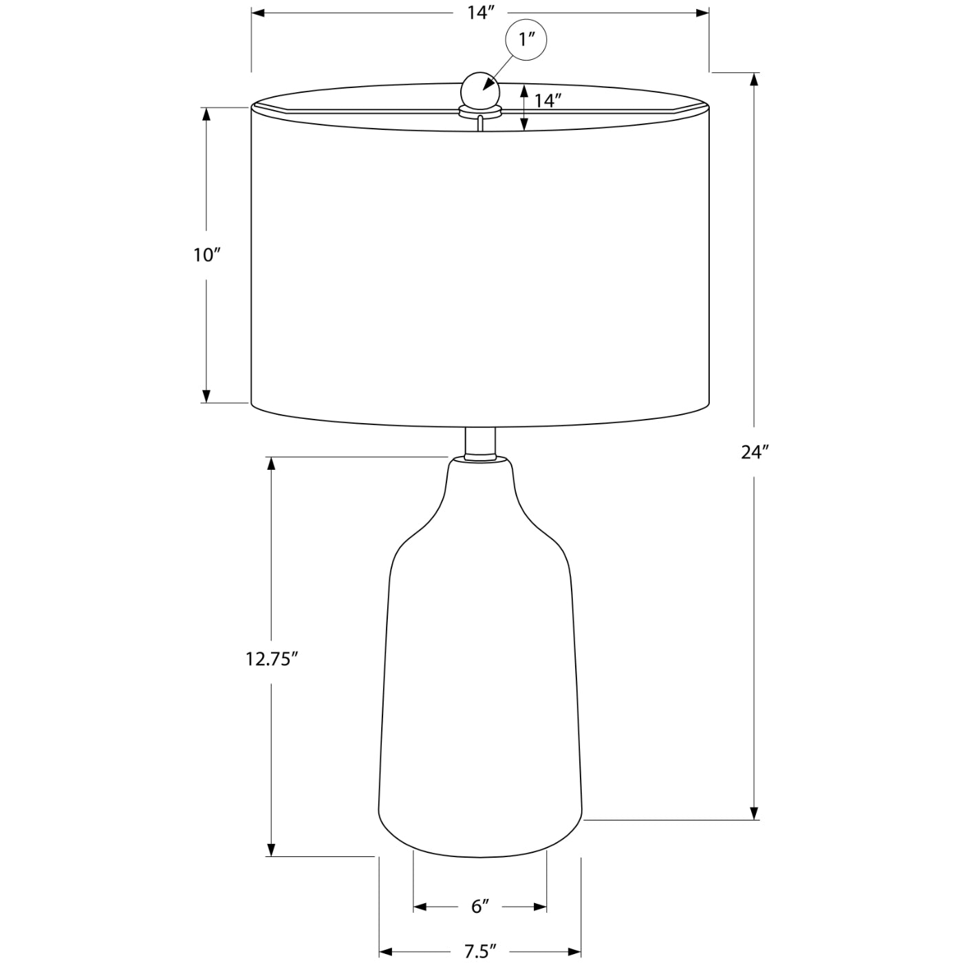 Table Lamp - 24"H / Concrete Black / Gray