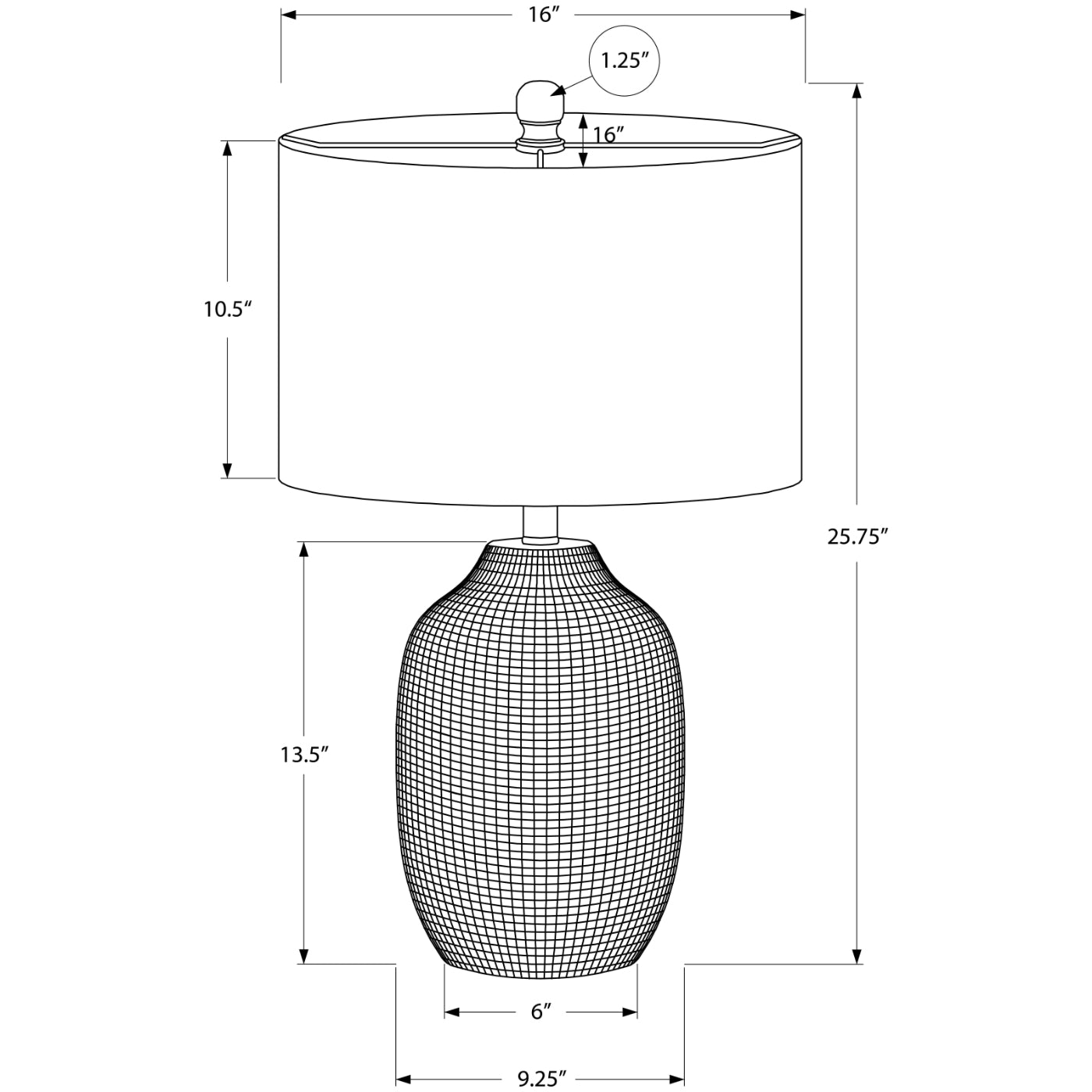 Table Lamp - 26"H / Ceramic Black / Ivory