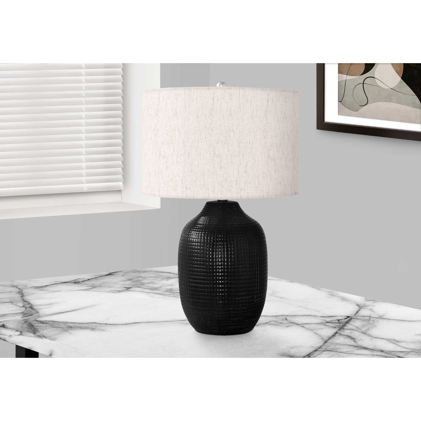 Table Lamp - 26"H / Ceramic Black / Ivory