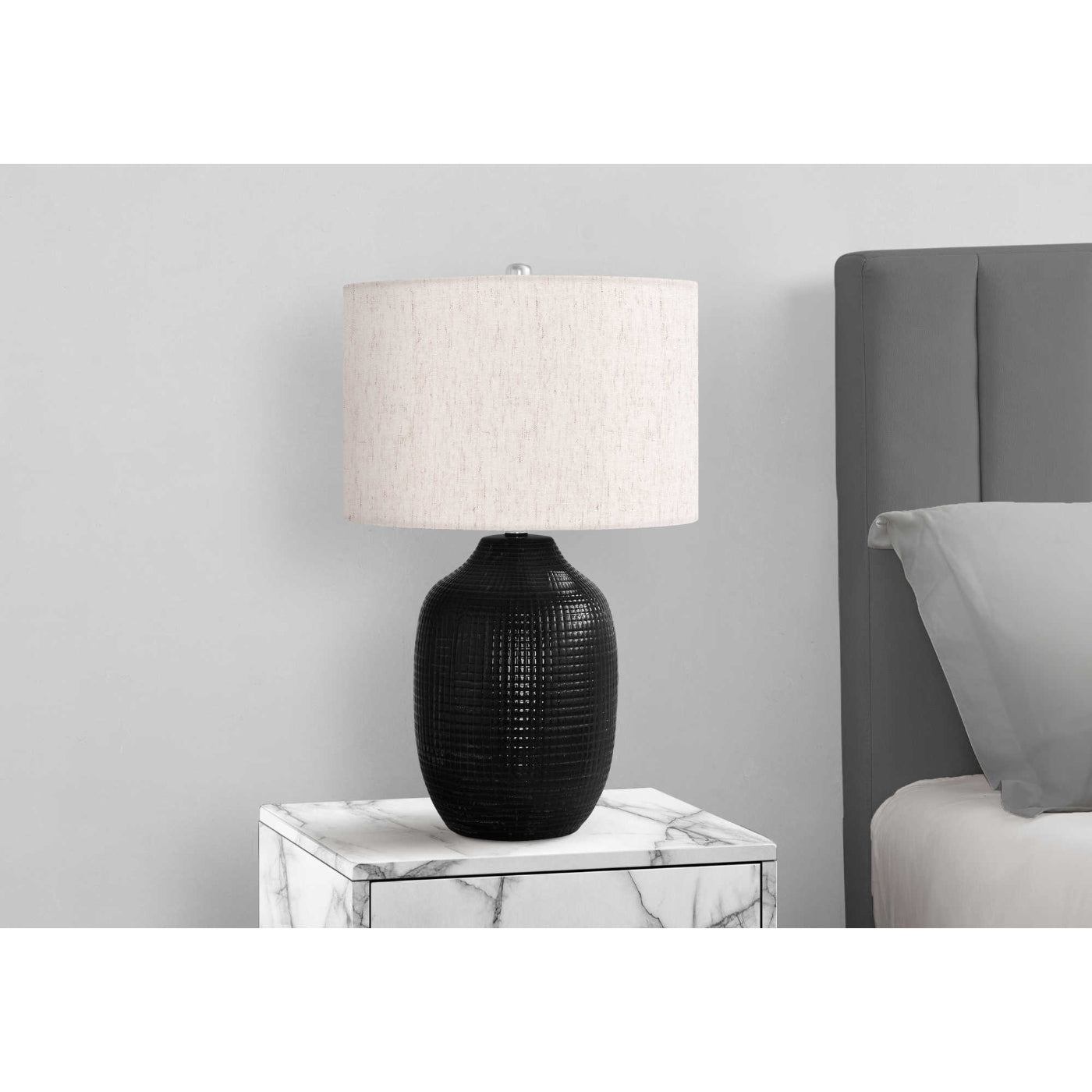 Table Lamp - 26"H / Ceramic Black / Ivory