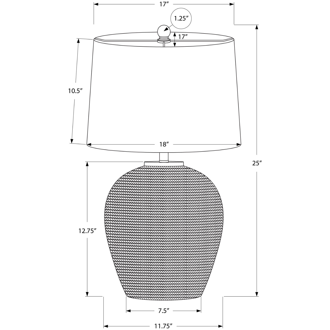 Table Lamp - 25"H / Beige Rattan / Beige