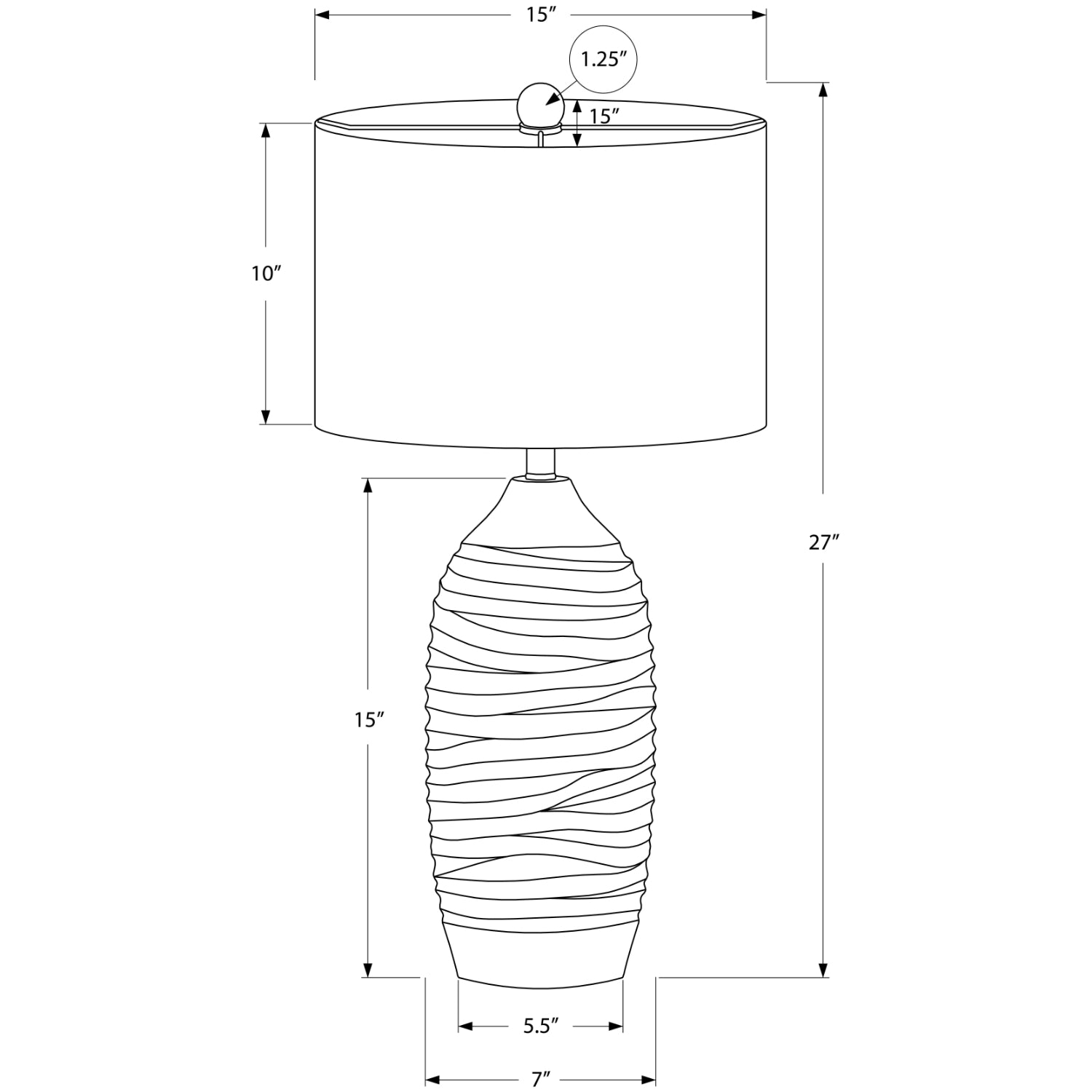 Table Lamp - 27"H / Resin Gray / Ivory