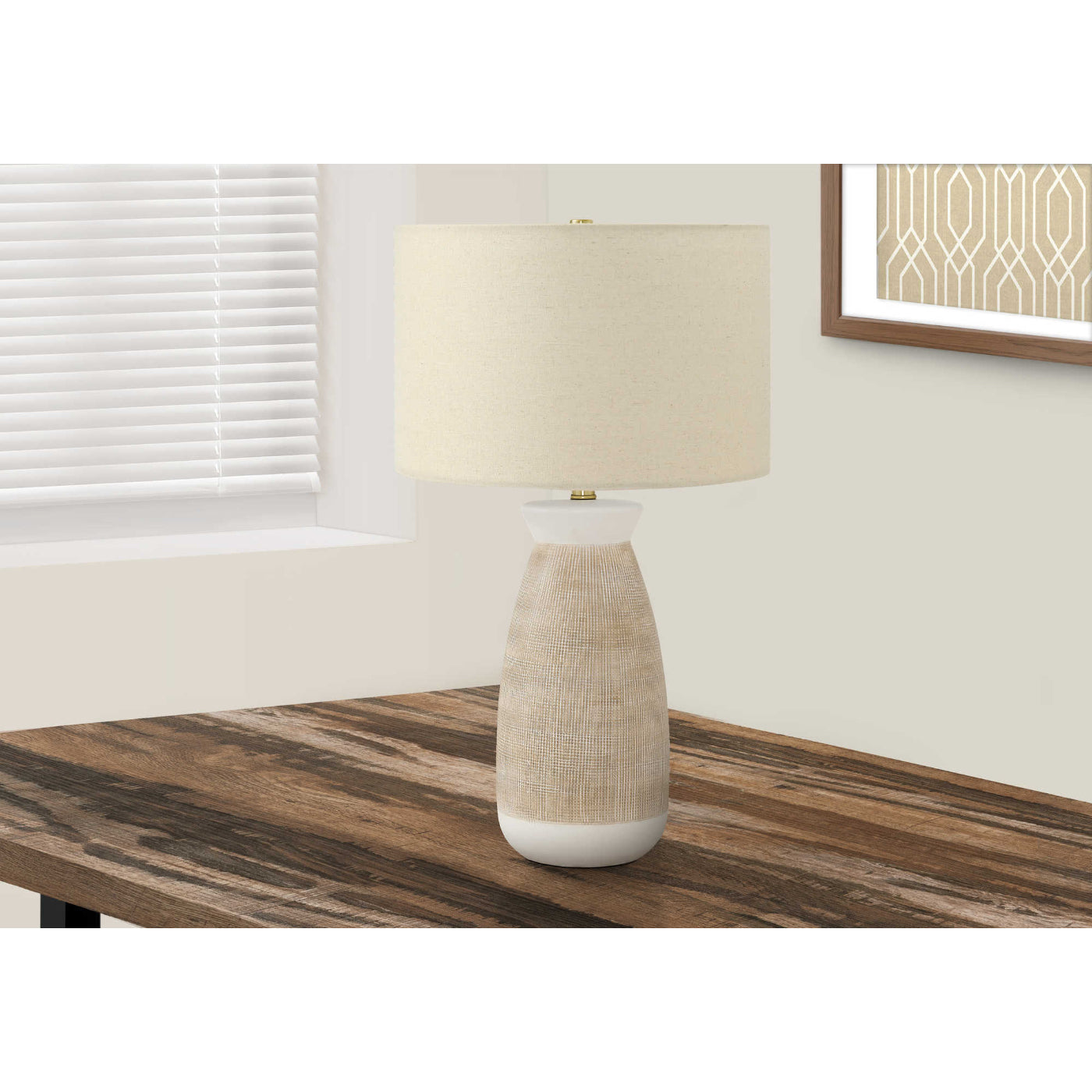 Table Lamp - 27"H / Ceramic Cream / Beige