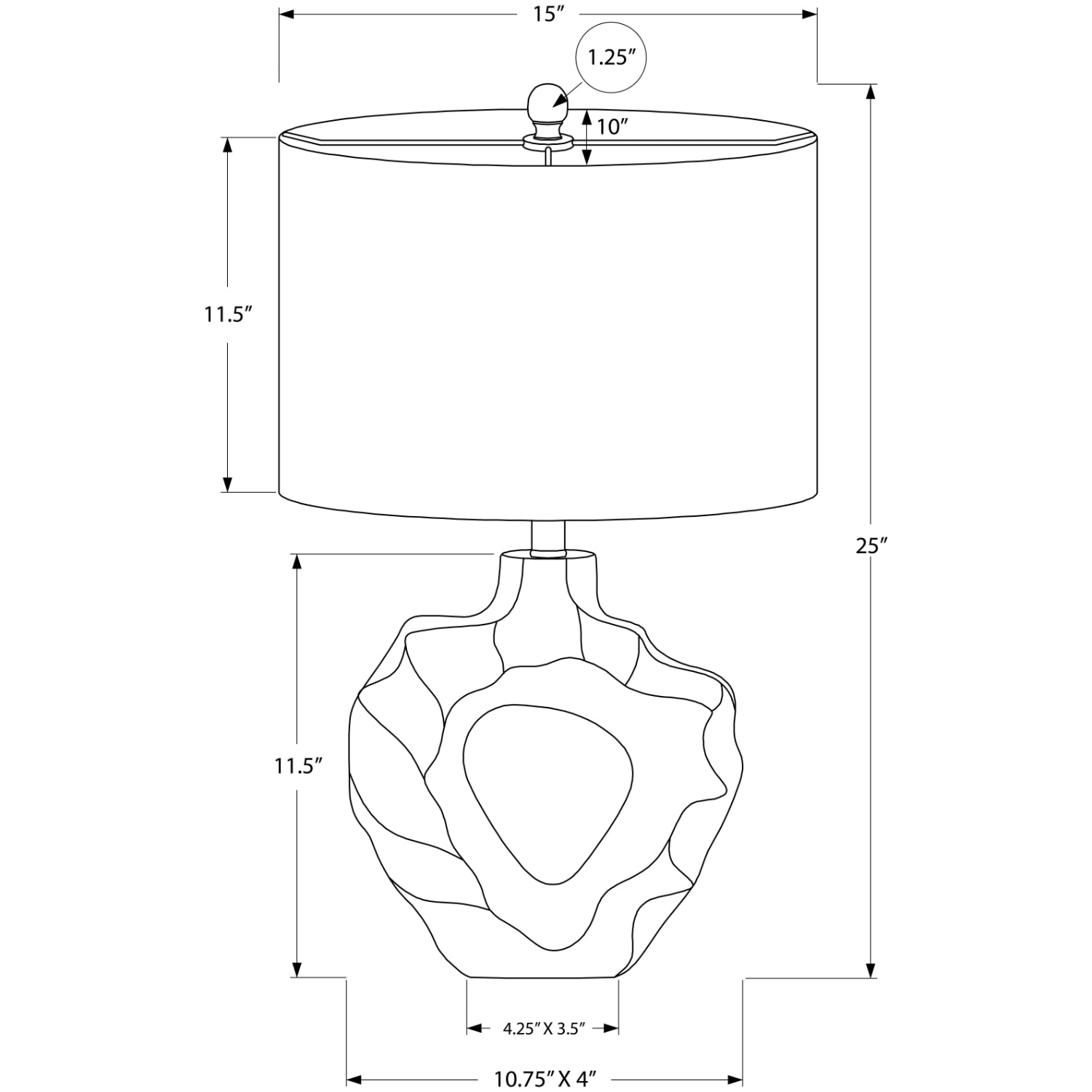 Table Lamp - 25"H / Cream Resin / Ivory