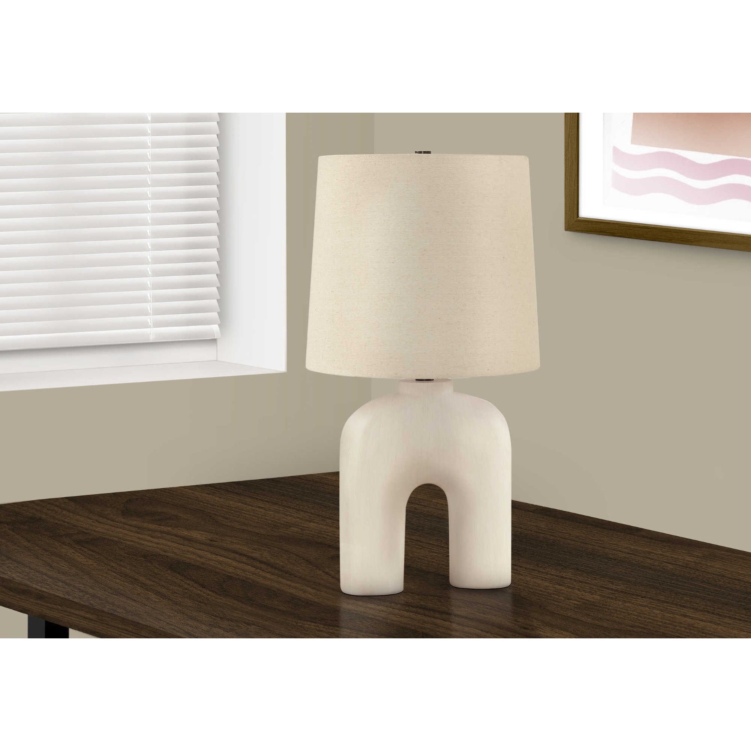 Table Lamp - 25"H / Cream Resin / Beige