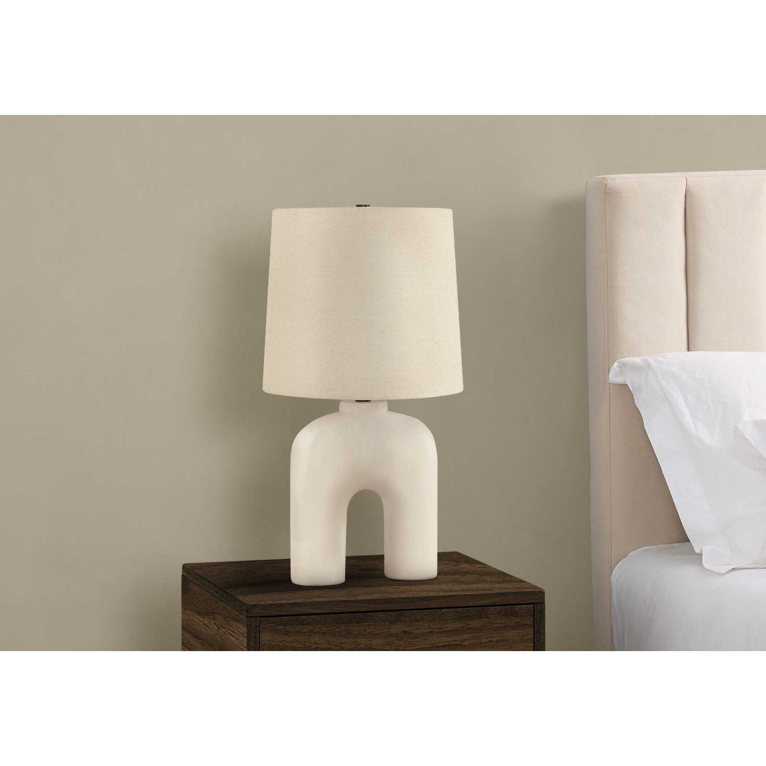Table Lamp - 25"H / Cream Resin / Beige