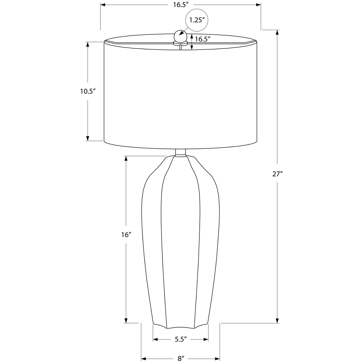 Table Lamp - 27"H / Ceramic Cream / Ivory