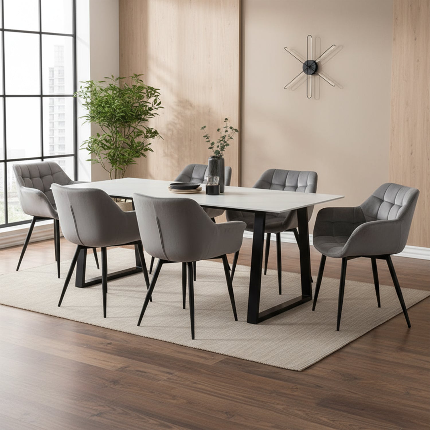 Fina/Calla - Dining Room Set - White and Grey