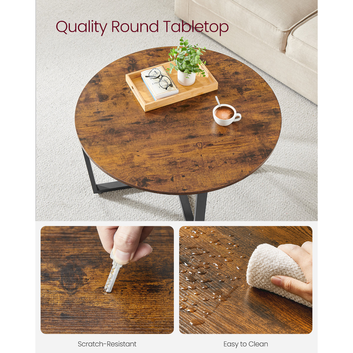 Cora - Round Coffee Table - Rustic Brown