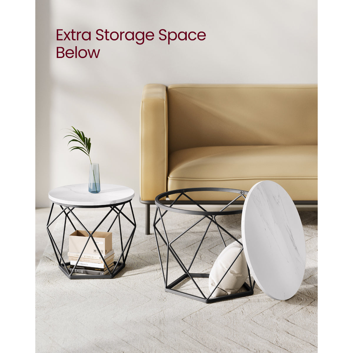 Sienna - Coffee table set - White Marble finish