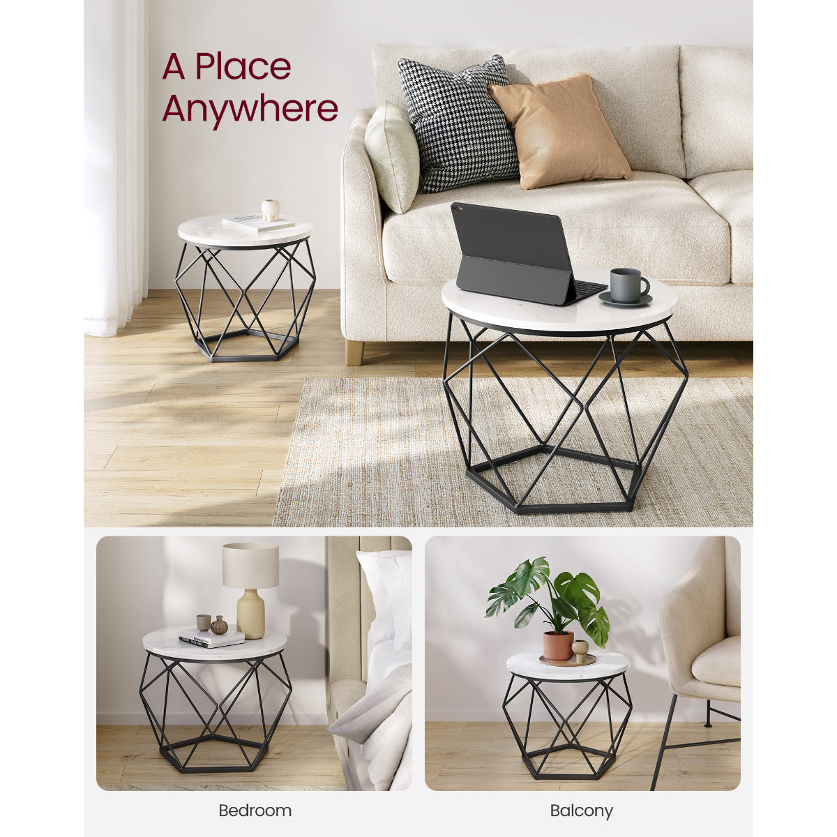 Sienna - Coffee table set - White Marble finish