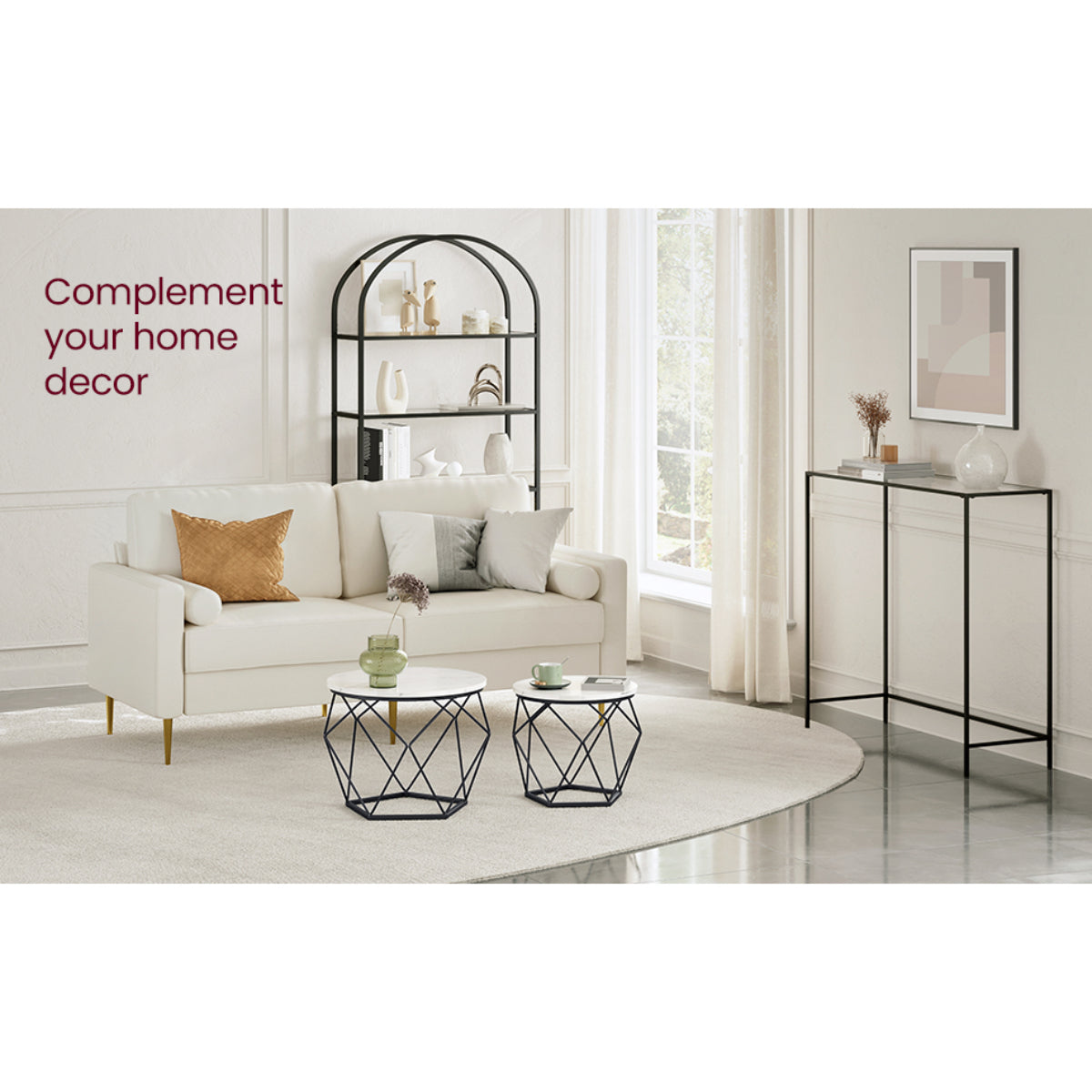 Sienna - Coffee table set - White Marble finish