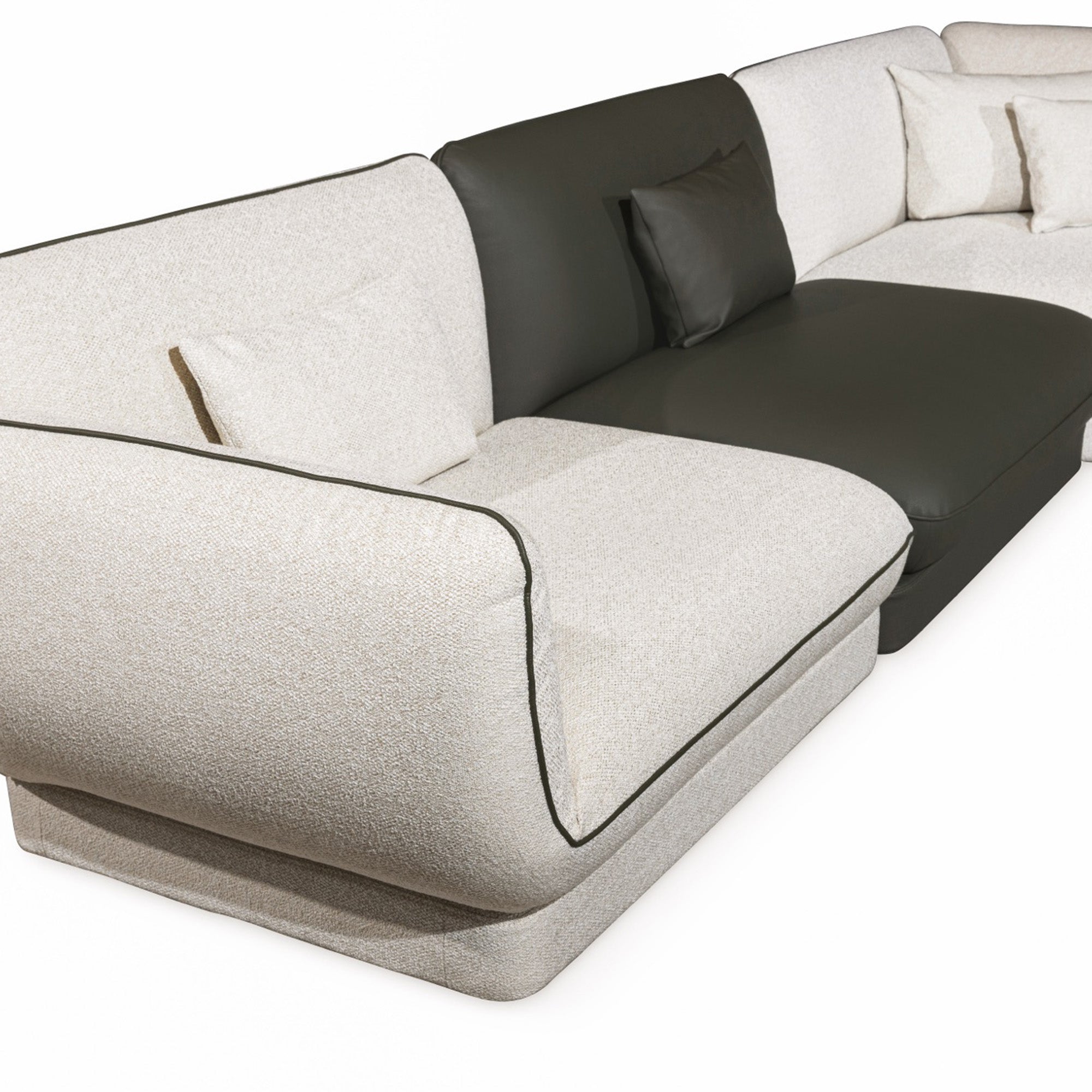 Loretta - Modular Sectional - Beige Fabric and Green Leather