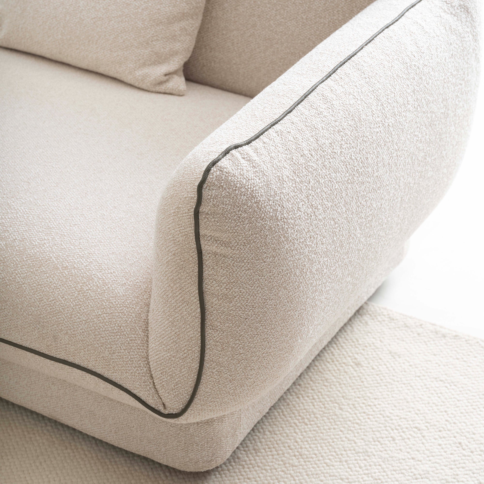 Loretta - Modular Sectional - Beige Fabric and Green Leather