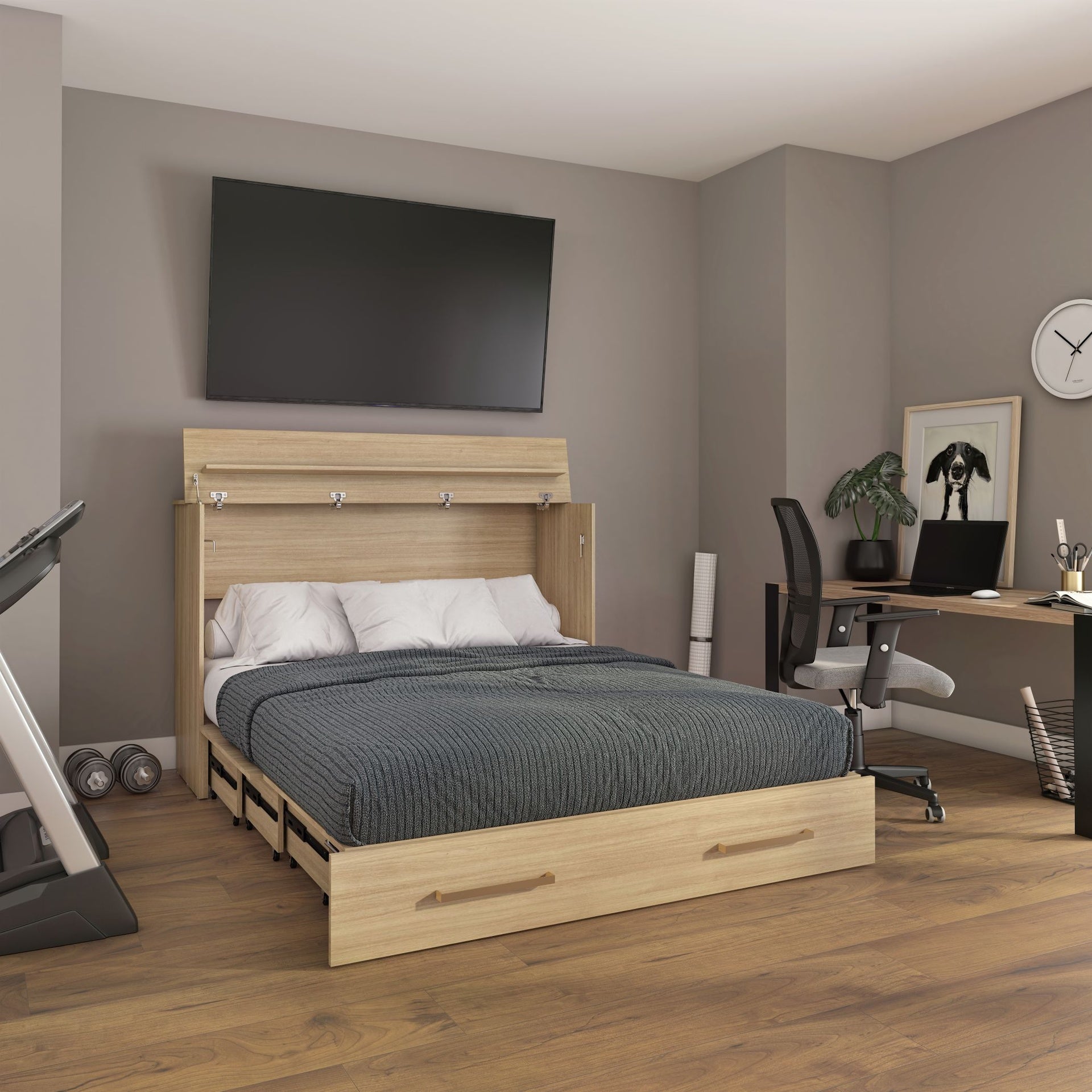 Triade - Queen Cabinet Bed - Natural