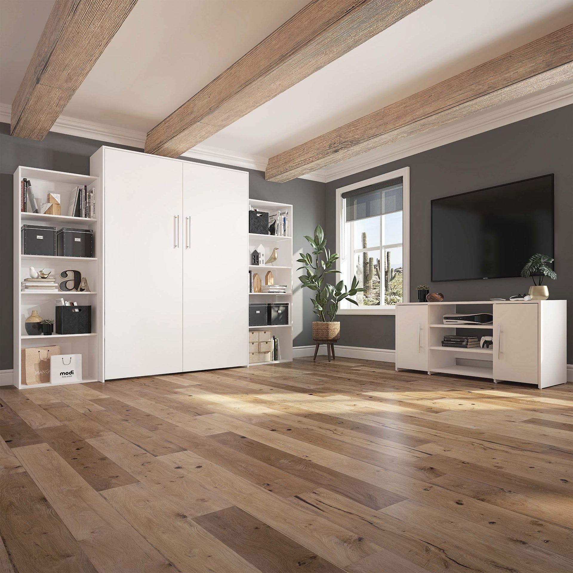 James - Queen Murphy Bed - White